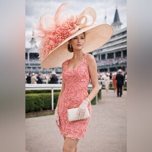 Elegant Coral Lace Sheath Dress